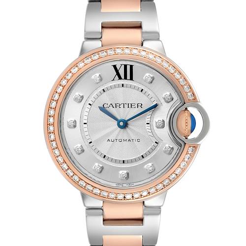 Photo of Cartier Ballon Bleu 33 Steel Rose Gold Diamond Ladies Watch WE902077