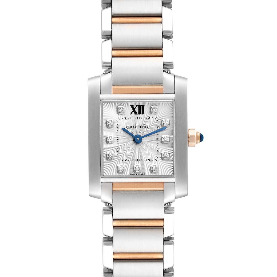 Cartier Tank Francaise Steel Rose Gold Diamond Ladies Watch WE110004 Box Papers SwissWatchExpo