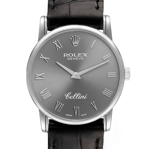 Photo of Rolex Cellini Classic Slate Dial 18k White Gold Mens Watch 5116