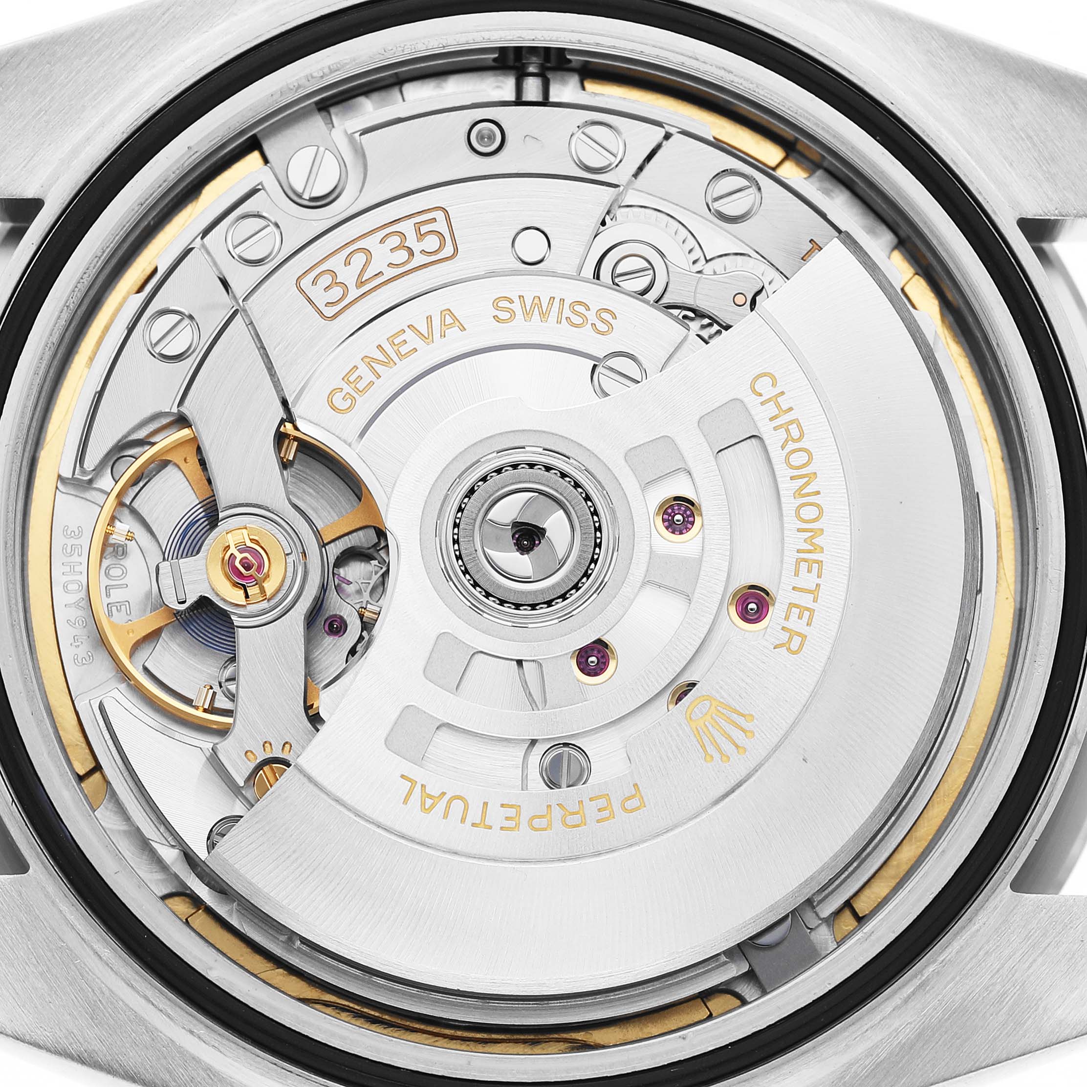 This image shows the movement of the Rolex Datejust 41 126334 Men's Stainless Steel Grey Dial, highlighting the intricate internal mechanisms.