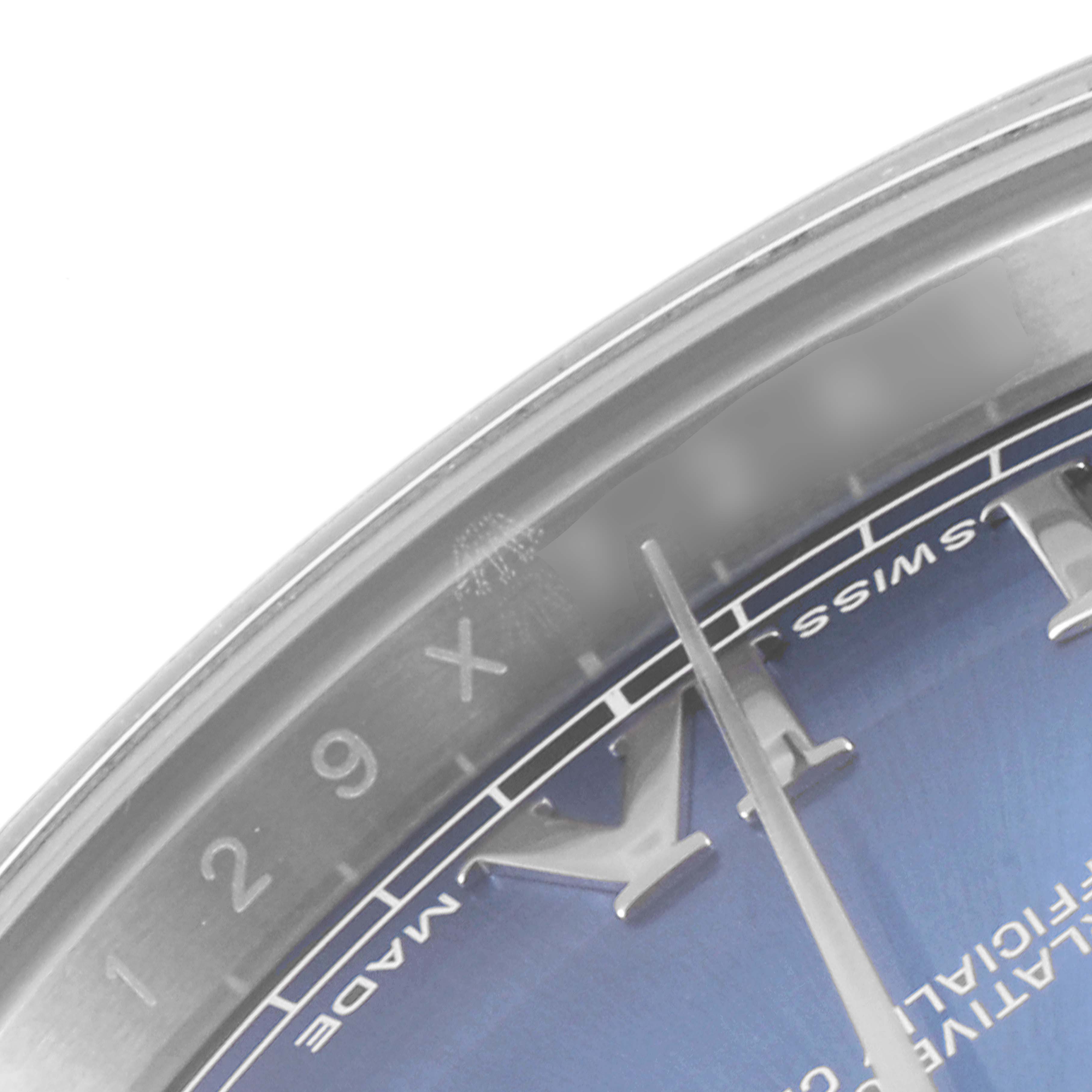 This close-up image shows a partial view of the dial and the minute hand of the Rolex Datejust 41 116300 Men
s Stainless Steel Blue Dial 116300 Men
s Stainless Steel Blue Dial watch.