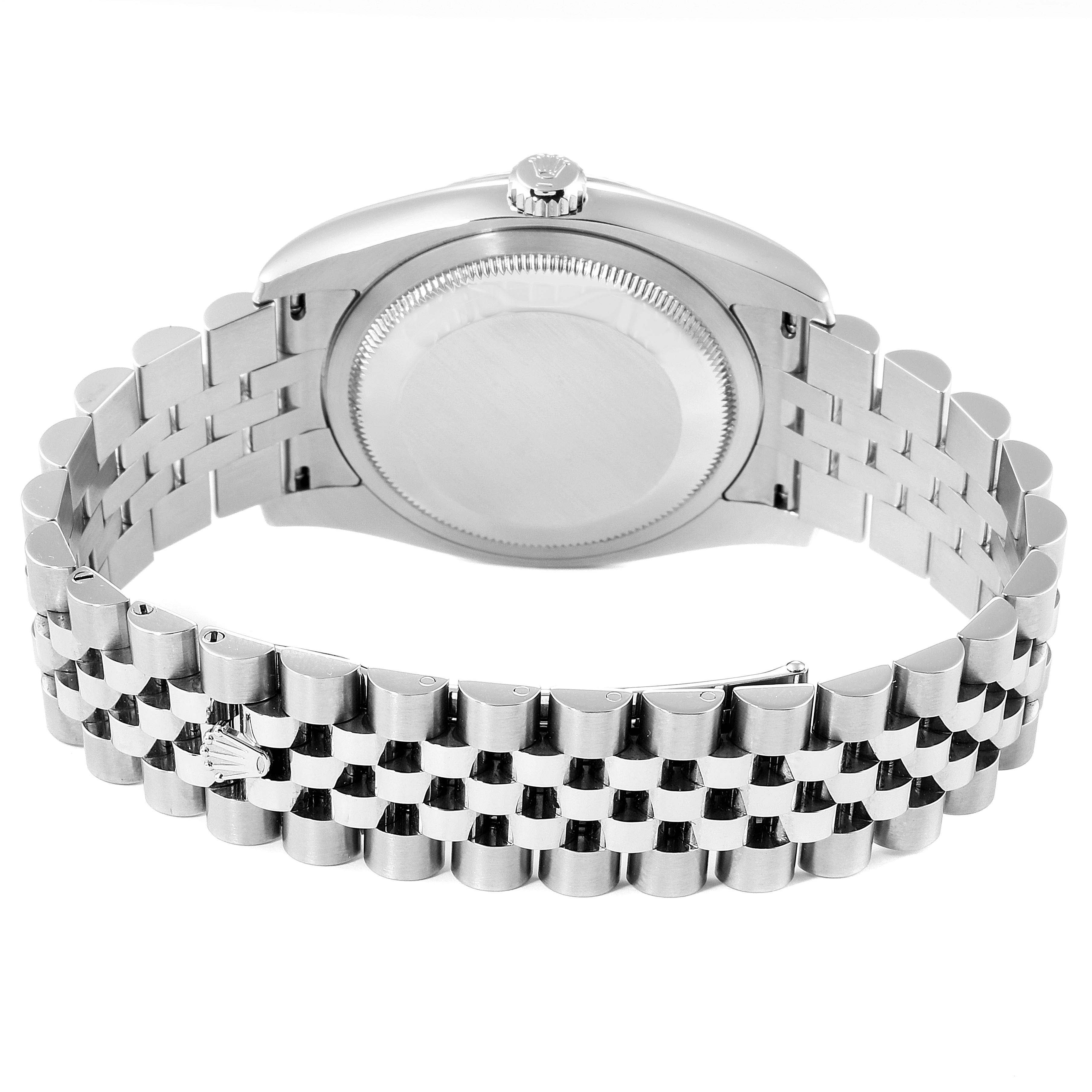 This image shows the back and bracelet of a Rolex Datejust 116234 Men's Stainless Steel Black Dial 116234 Men's Stainless Steel Black Dial watch from a rear angle.