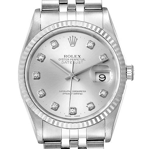 Photo of Rolex Datejust Steel White Gold Diamond Mens Watch 16234 Box Papers