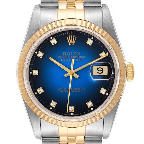 Photo of Rolex Datejust Steel Yellow Gold Vignette Diamond Dial Watch 16233