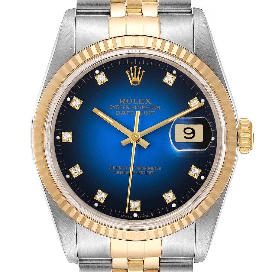 Rolex Datejust Steel Yellow Gold Vignette Diamond Dial Watch 16233 SwissWatchExpo