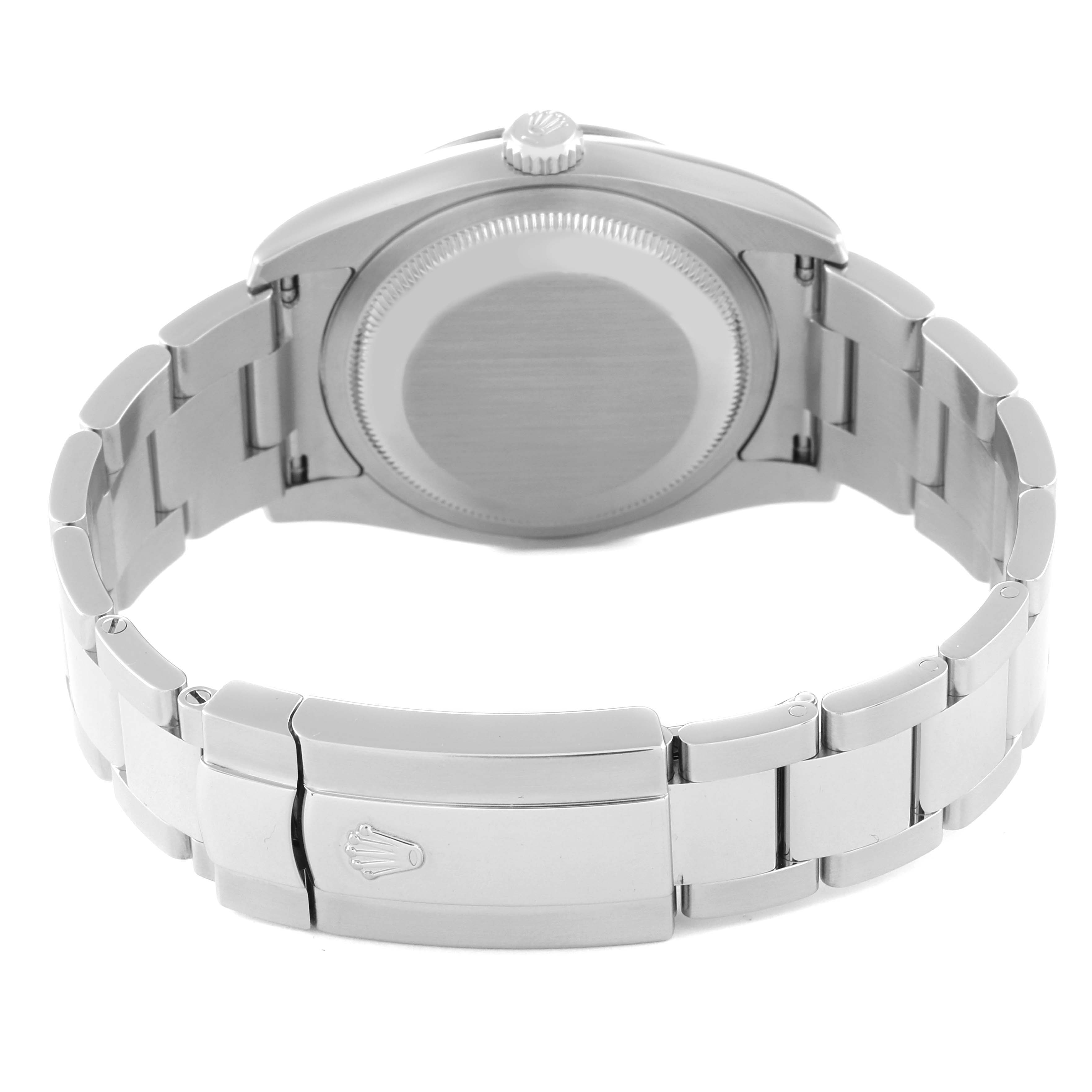 The image shows the back and bracelet of a Rolex Turn-o-Graph 116264 Men
s Stainless Steel Black Dial 116264 Men
s Stainless Steel Black Dial watch, focusing on the clasp and case back.