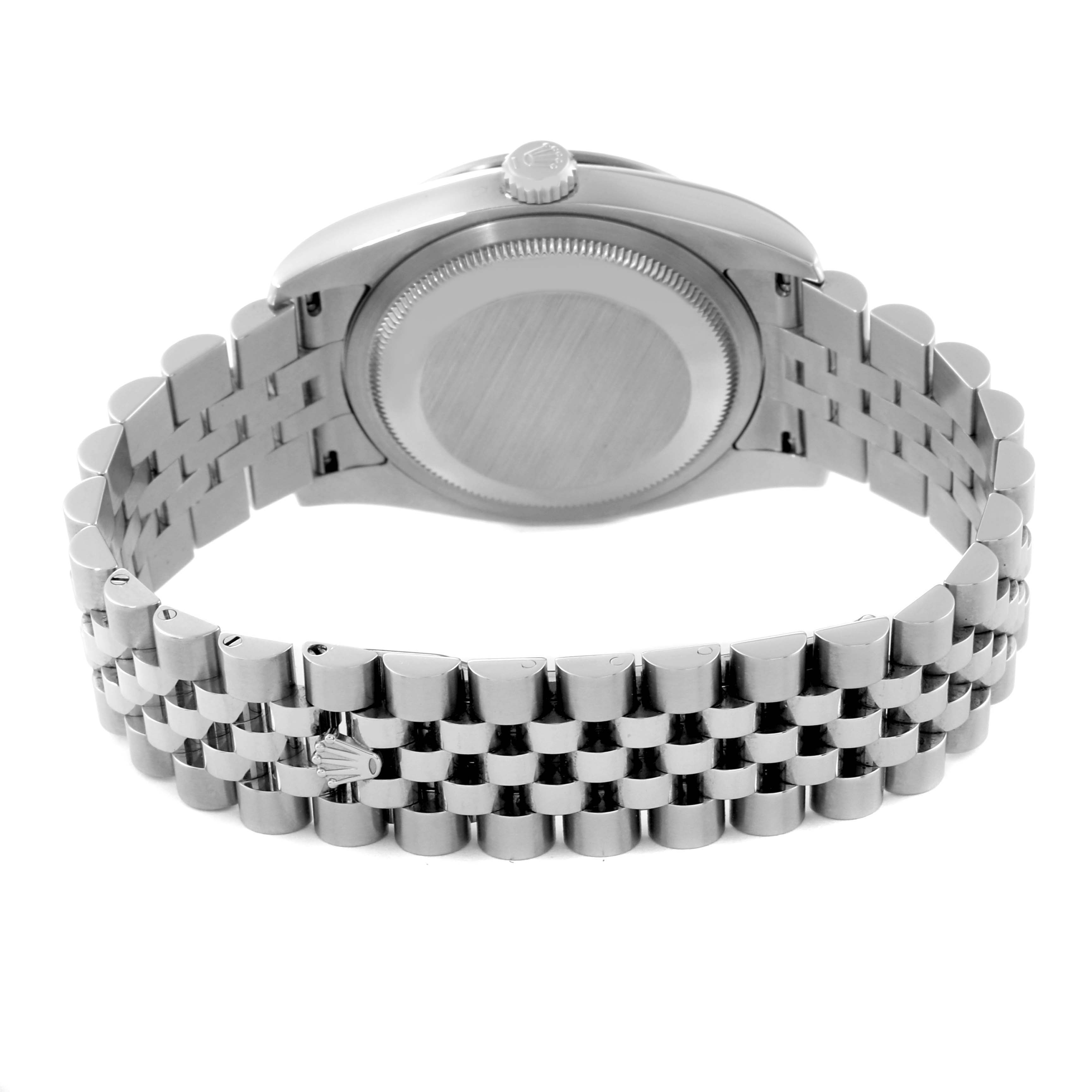 This image shows the back view of a Rolex Turn-o-Graph 116264 Men's Stainless Steel Black Dial 116264 Men's Stainless Steel Black Dial watch, highlighting the case back and bracelet.