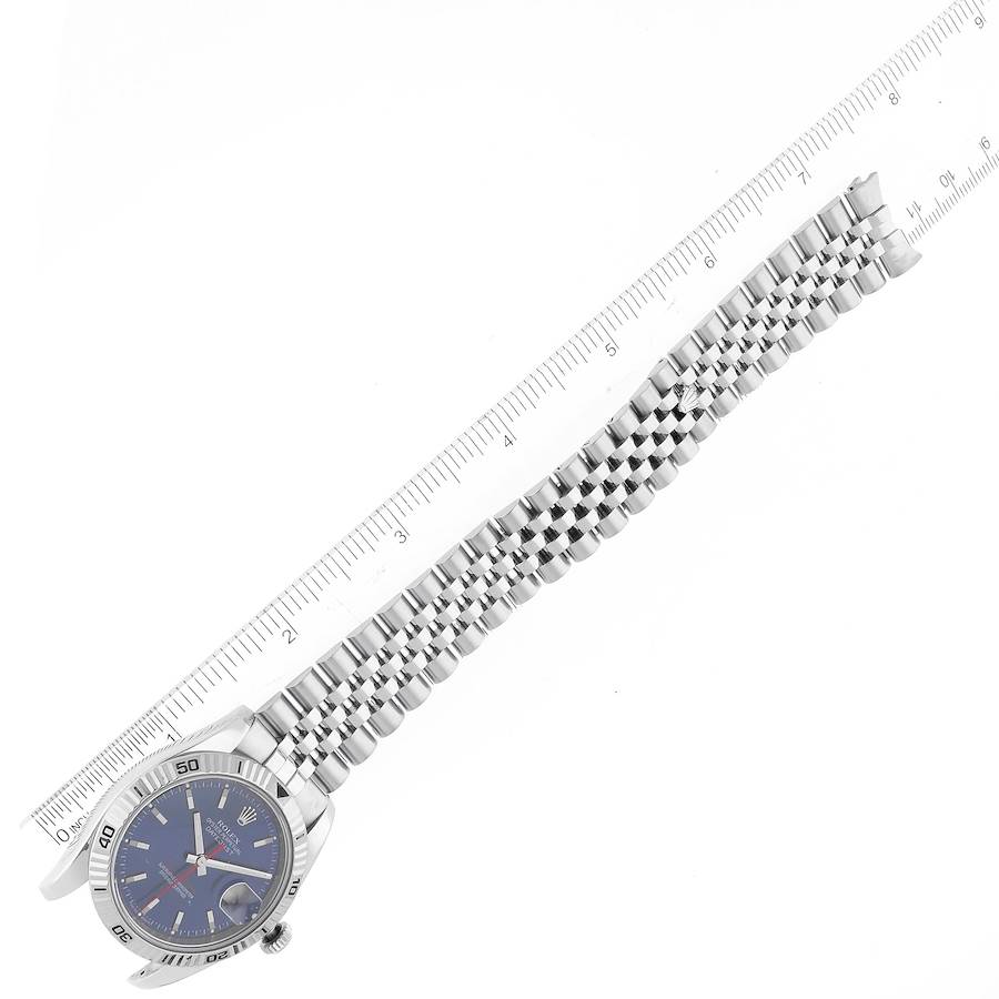 Rolex Datejust Turnograph Steel White Gold Blue Dial Mens Watch 116264