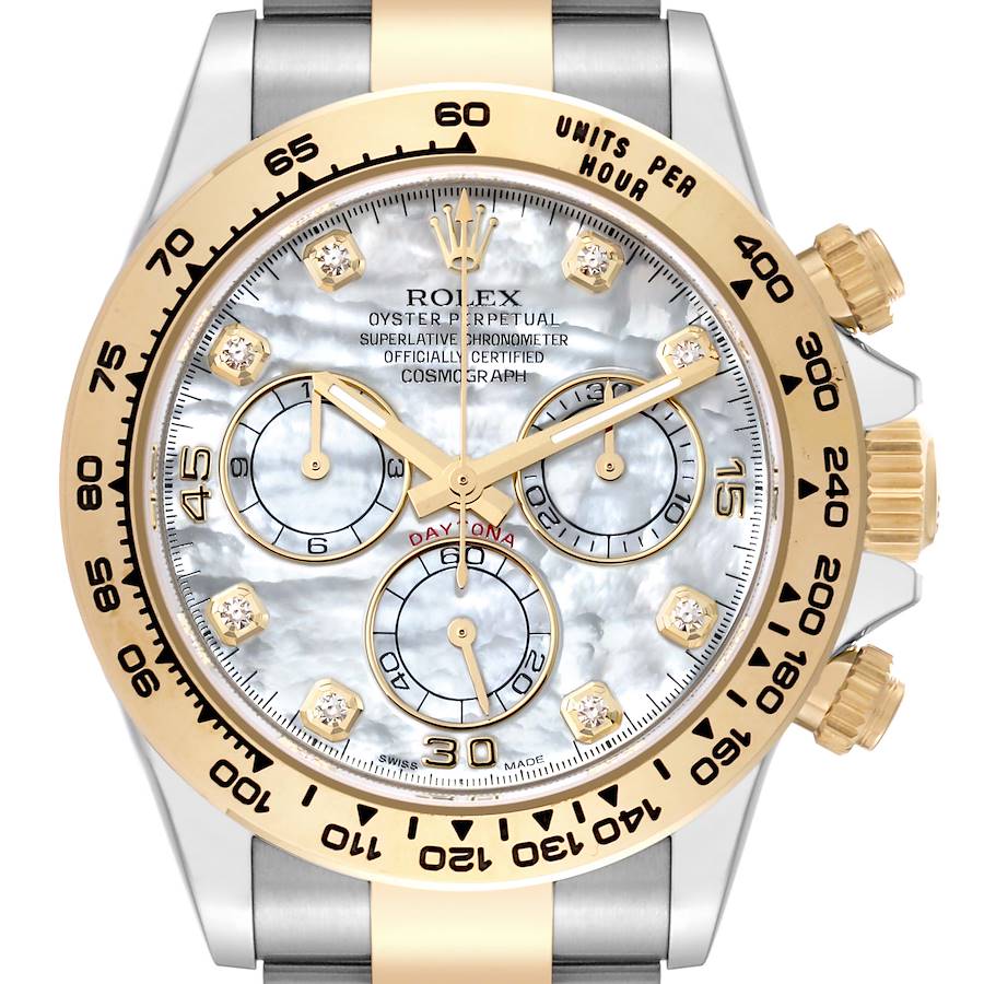 Rolex Daytona Steel Yellow Gold MOP Diamond Dial Mens Watch 116503 SwissWatchExpo