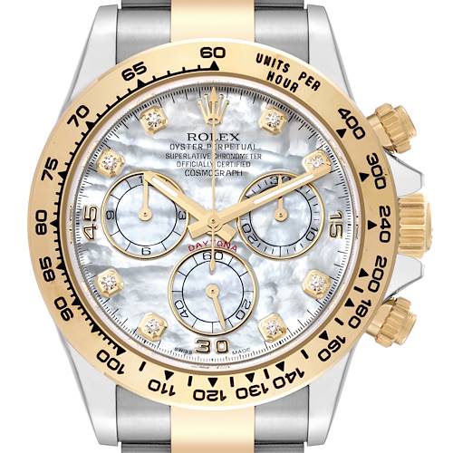 Photo of Rolex Daytona Steel Yellow Gold MOP Diamond Dial Mens Watch 116503