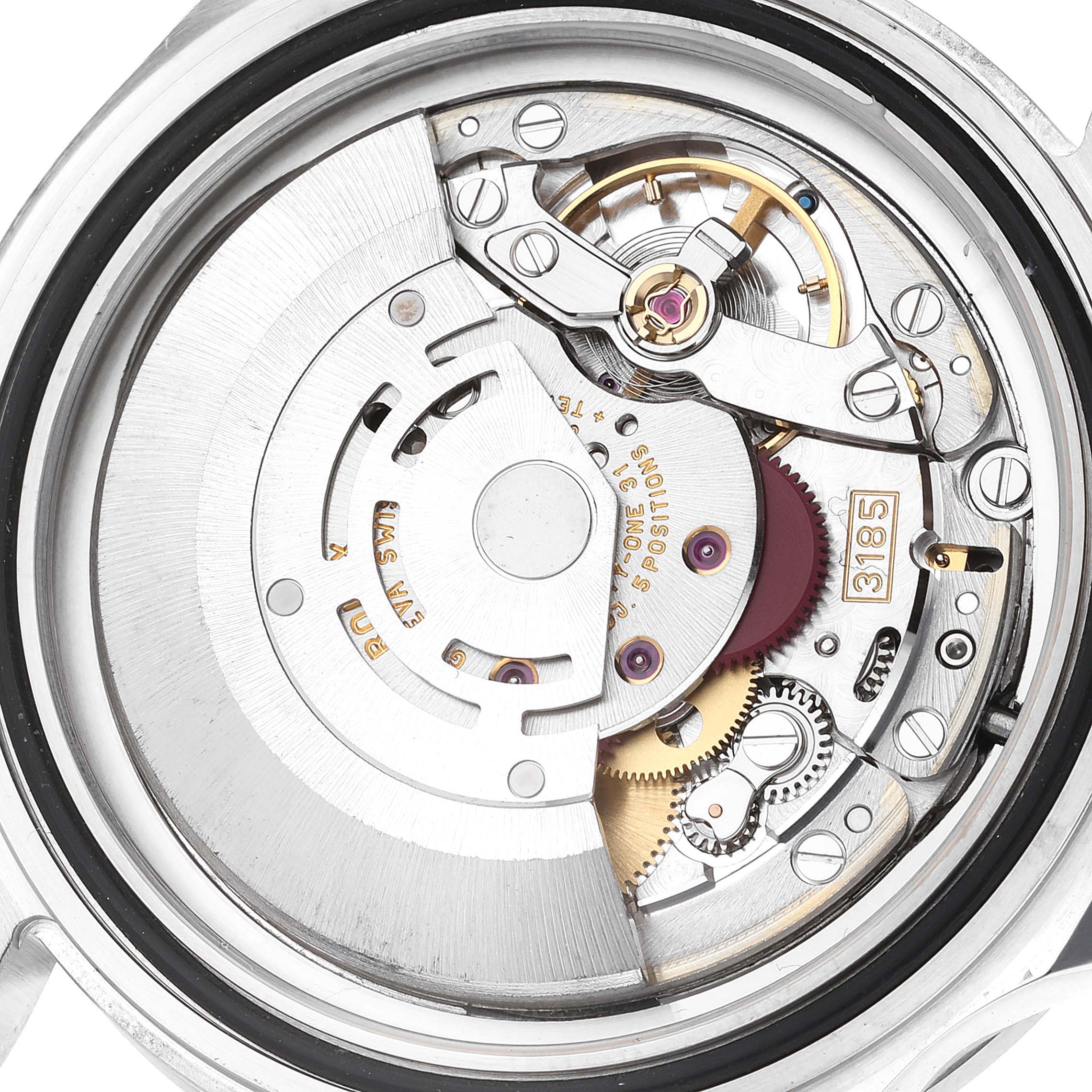 This image shows the internal mechanism and components of a Rolex Explorer 16570 Men
s Stainless Steel White Dial 16570 Men
s Stainless Steel White Dial model watch from a rear angle.