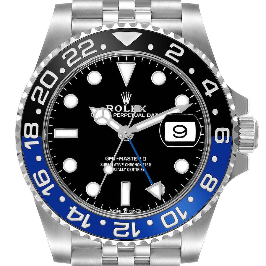 Rolex GMT Master II Batgirl Black Blue Bezel Steel Mens Watch 126710 SwissWatchExpo