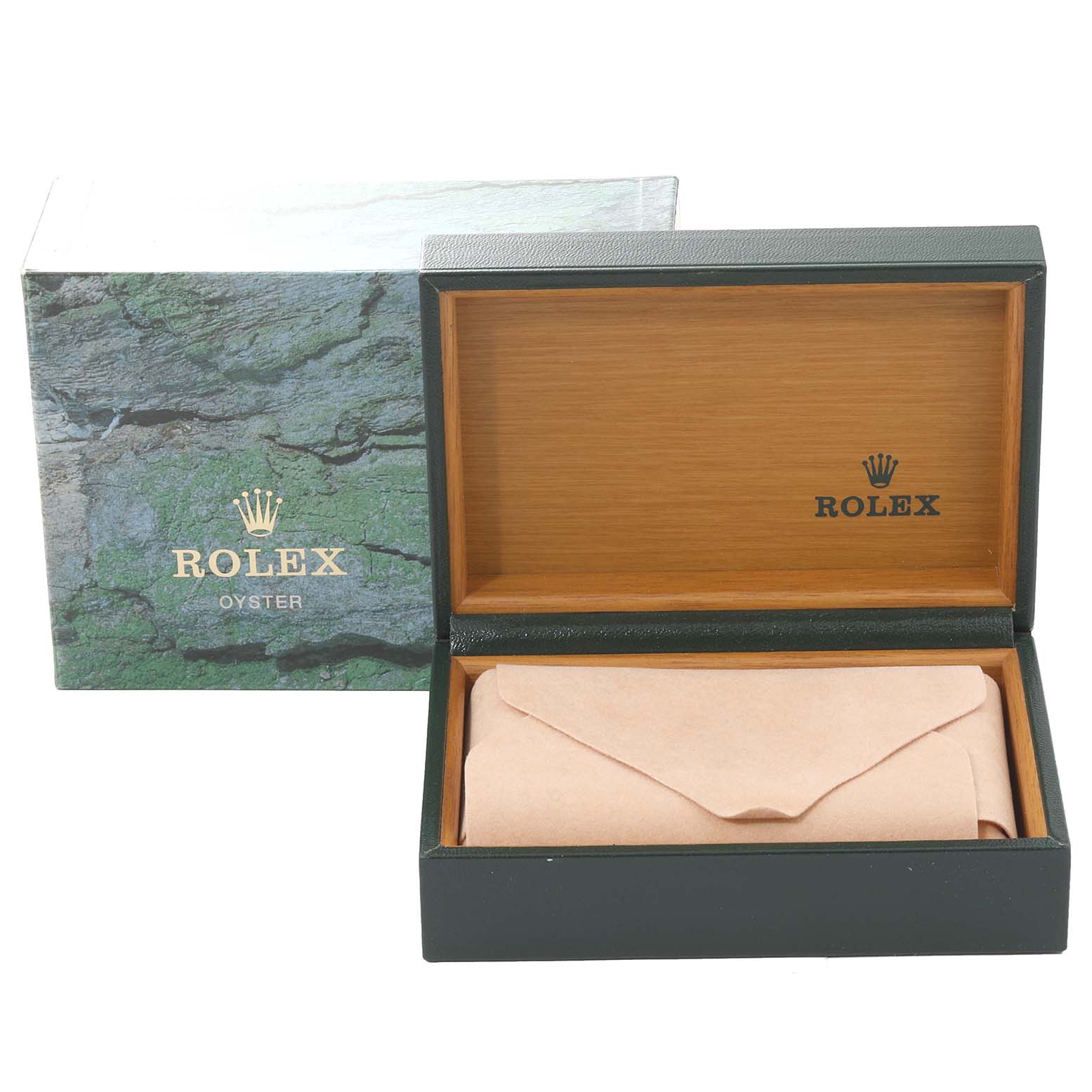 The image shows a Rolex GMT-Master 16713 Men's Steel and Gold (two tone) Black Dial 16713 Men's Steel and Gold (two tone) Black Dial watch box and packaging at a straight-on angle.