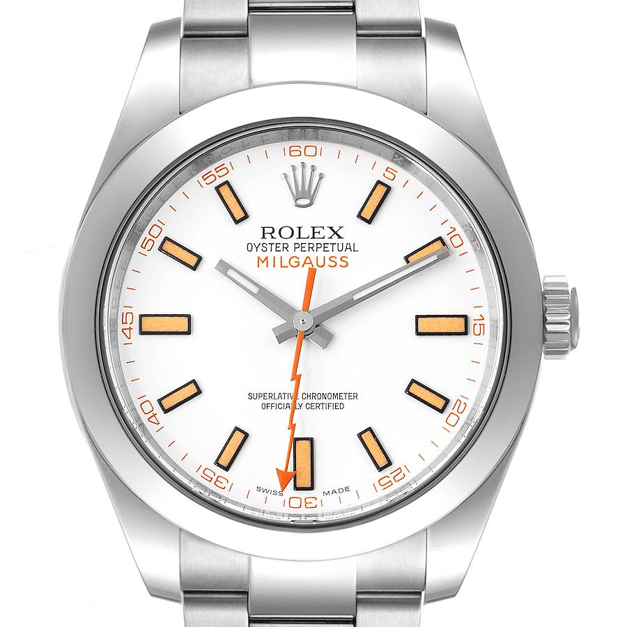 Rolex Milgauss White Dial Stainless Steel Mens Watch 116400 SwissWatchExpo