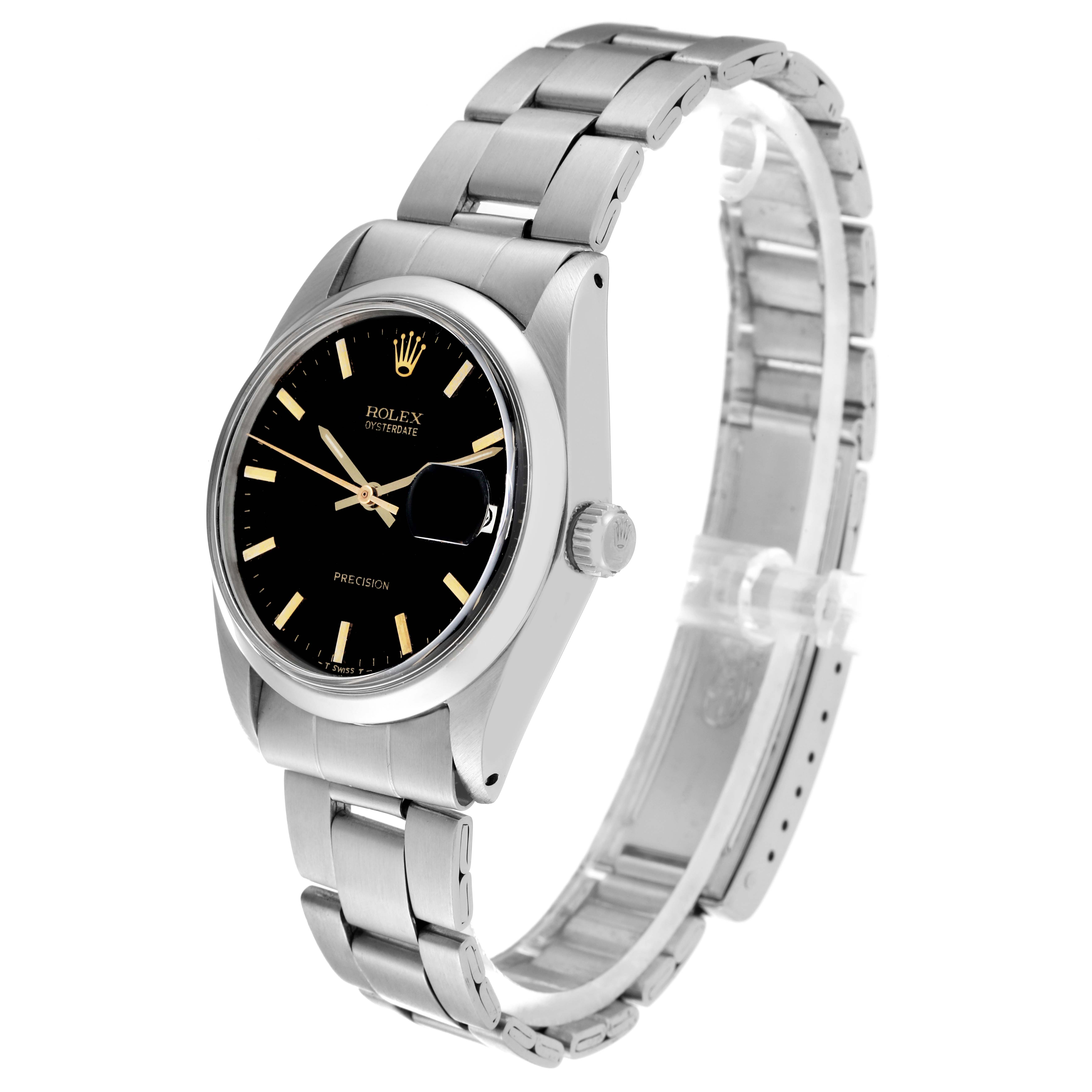 The Rolex Vintage Collection 6694 Men's Stainless Steel Black Dial 6694 Men's Stainless Steel Black Dial model is shown from a three-quarter side angle, displaying the black dial, crown, and stainless steel bracelet.