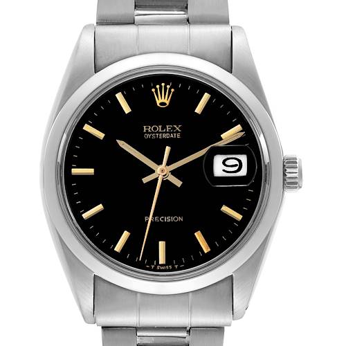 Photo of Rolex OysterDate Precision Black Dial Steel Vintage Mens Watch 6694