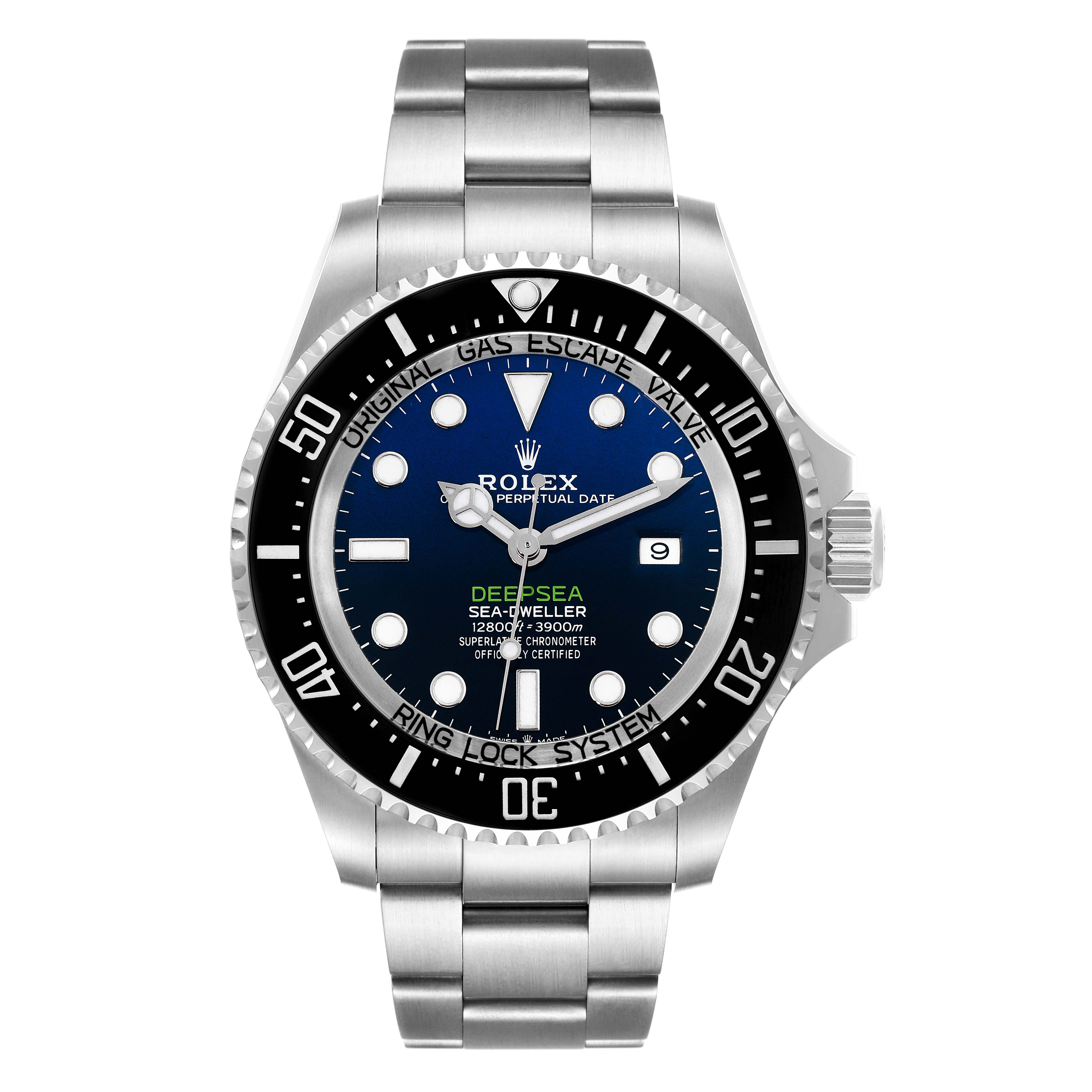 The image shows a front view of a Rolex Sea-Dweller 126660 Men's Stainless Steel Black Dial 126660 Men's Stainless Steel Black Dial watch, displaying the face, bezel, and stainless steel bracelet.