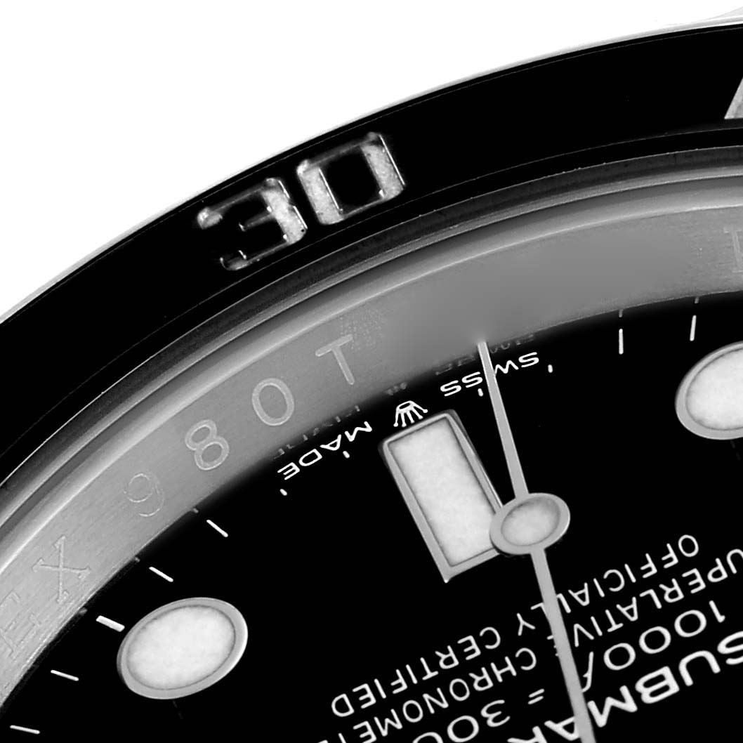 The image shows a close-up of the dial and bezel of a Rolex Submariner 126610 Men
s Stainless Steel Black Dial 126610 Men
s Stainless Steel Black Dial, highlighting the "30" marker and text on the watch face.