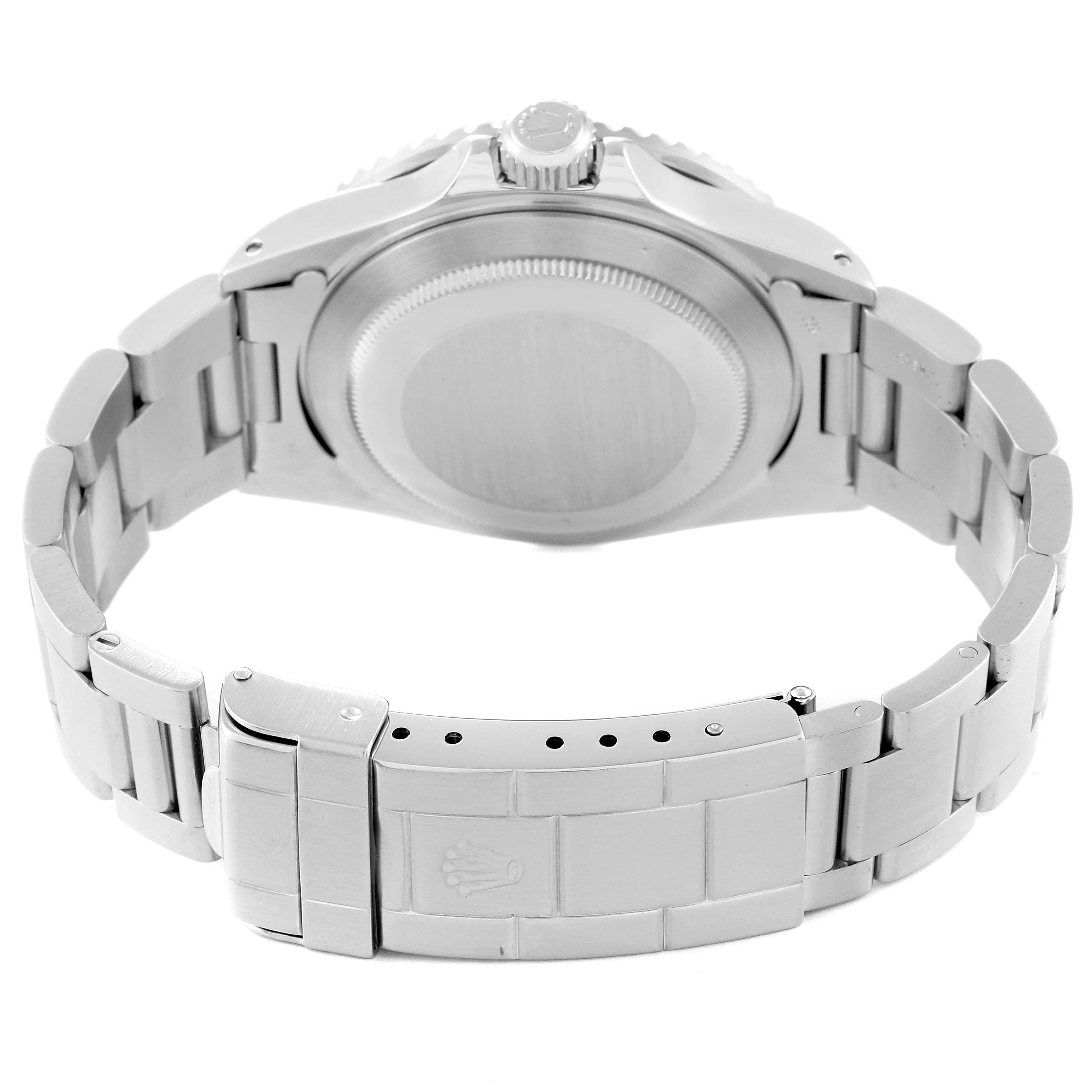 This image shows the back view and bracelet clasp of a Vintage Collection model Rolex watch.