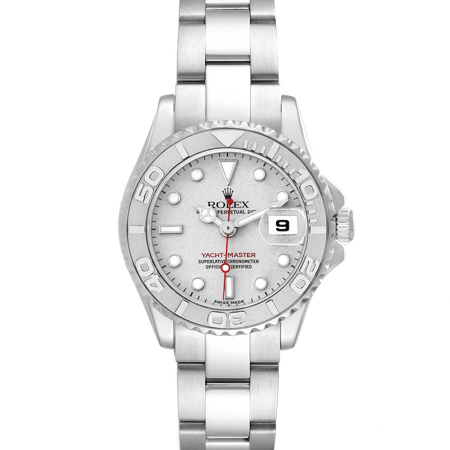The Rolex Yacht-Master model 169622 is shown from a front angle, displaying the full dial with hands, bezel, and bracelet clearly visible.