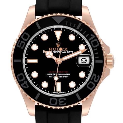 Photo of Rolex Yachtmaster 37 Everose Gold Rubber Strap Watch 268655 Box Card