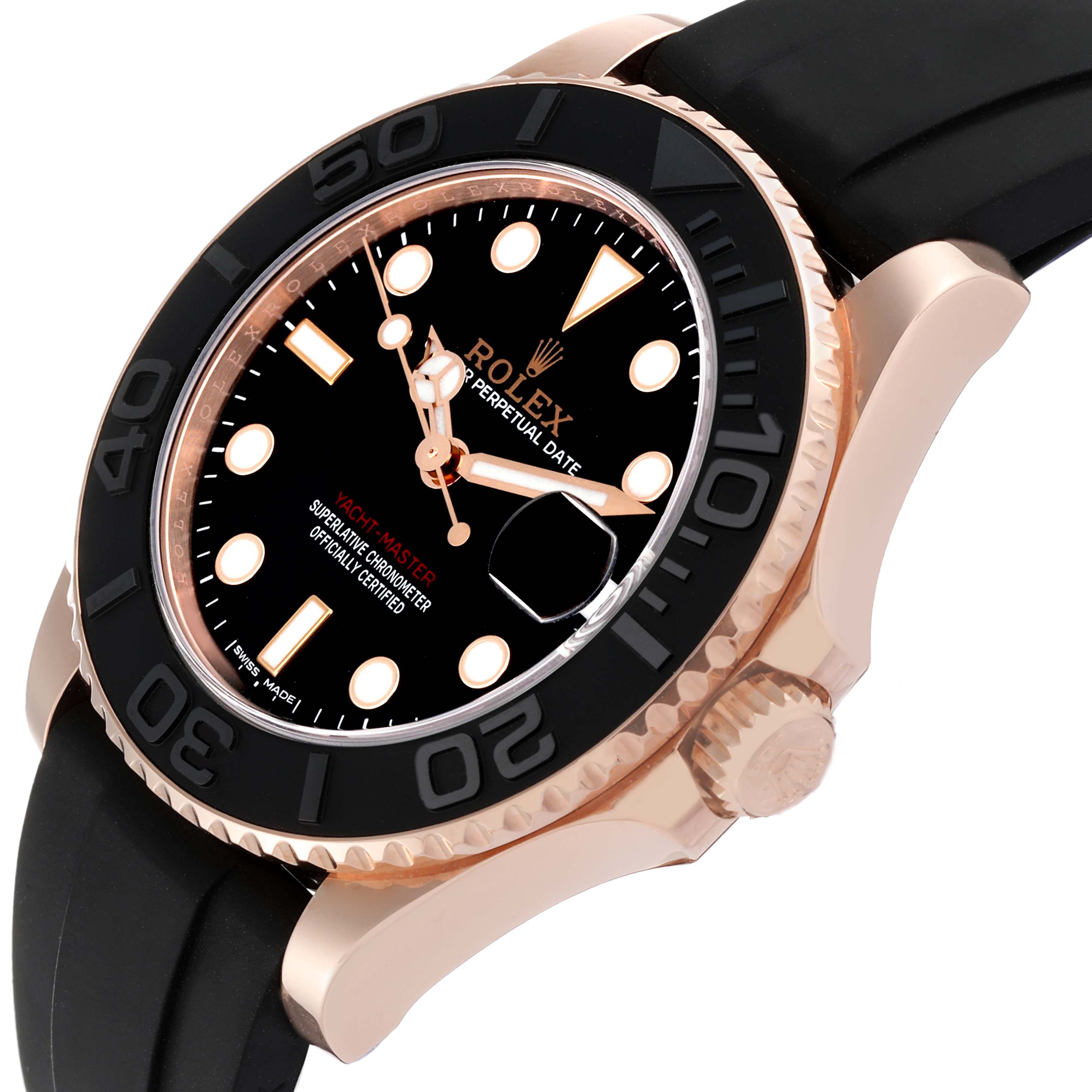 Rolex Yachtmaster 37 Rose Gold Oysterflex Mens Watch 268655 Box Card ...