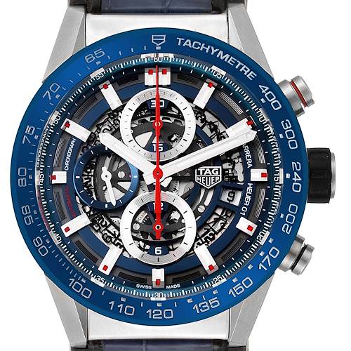 Photo of Tag Heuer Carrera Blue Skeleton Dial Chronograph Steel Mens Watch CAR201T