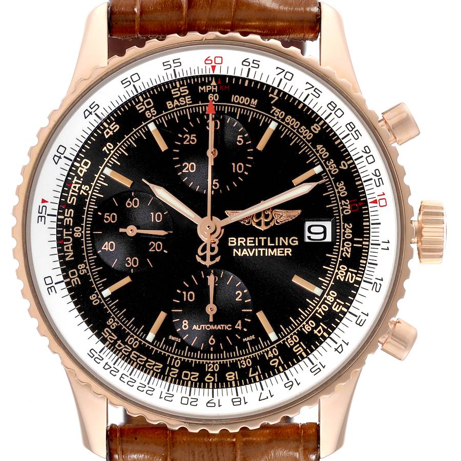 Breitling Navitimer 01 Limited Edition Rose Gold Black Dial Mens Watch R13323 SwissWatchExpo