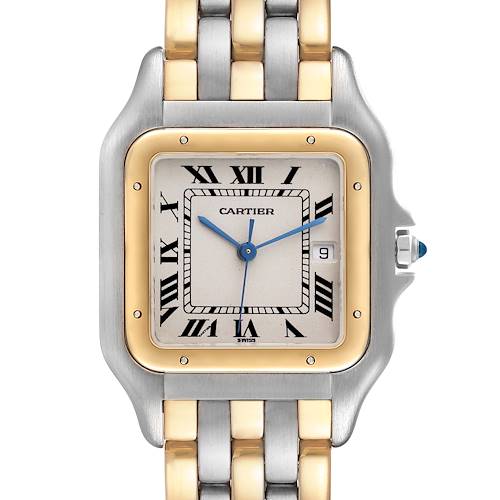 Photo of Cartier Panthere Jumbo Steel Yellow Gold Three Row Mens Watch 30834