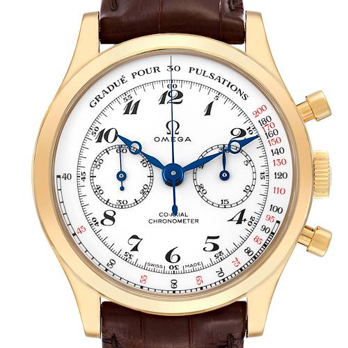 Photo of Omega Museum Collection Chronograph Limited Edition Yellow Gold Mens Watch 516.53.39.50.09.001 Box Card