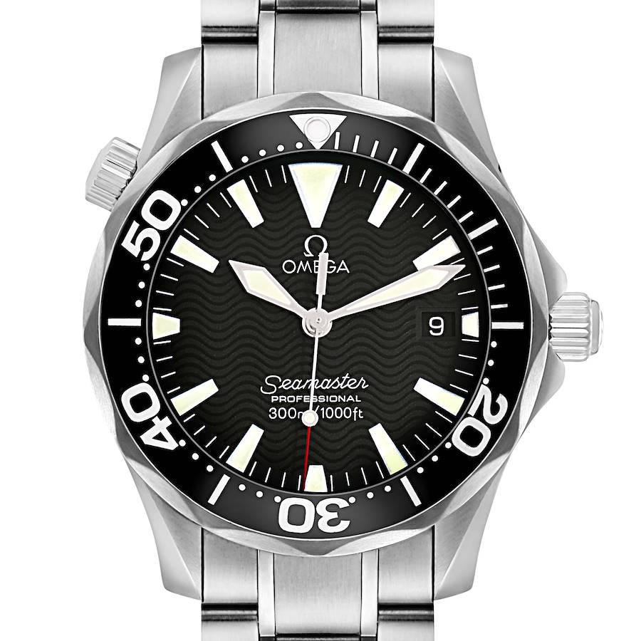 The Omega Seamaster 2262.50.00 watch is shown from the front, displaying the dial, bezel, and part of the bracelet.
