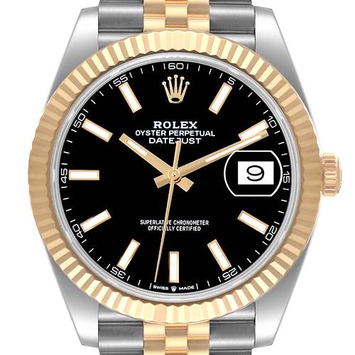 Photo of Rolex Datejust 41 Steel Yellow Gold Black Dial Mens Watch 126333 Box Card ADD TWO LINKS