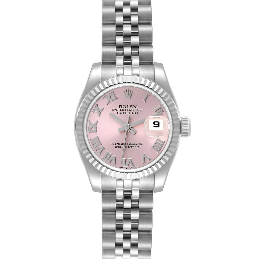 Rolex Datejust Steel White Gold Pink Roman Dial Ladies Watch 179174 Box Card SwissWatchExpo