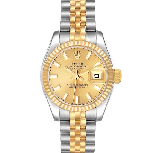 Photo of Rolex Datejust Steel Yellow Gold Champagne Dial Ladies Watch 179173 Box Card