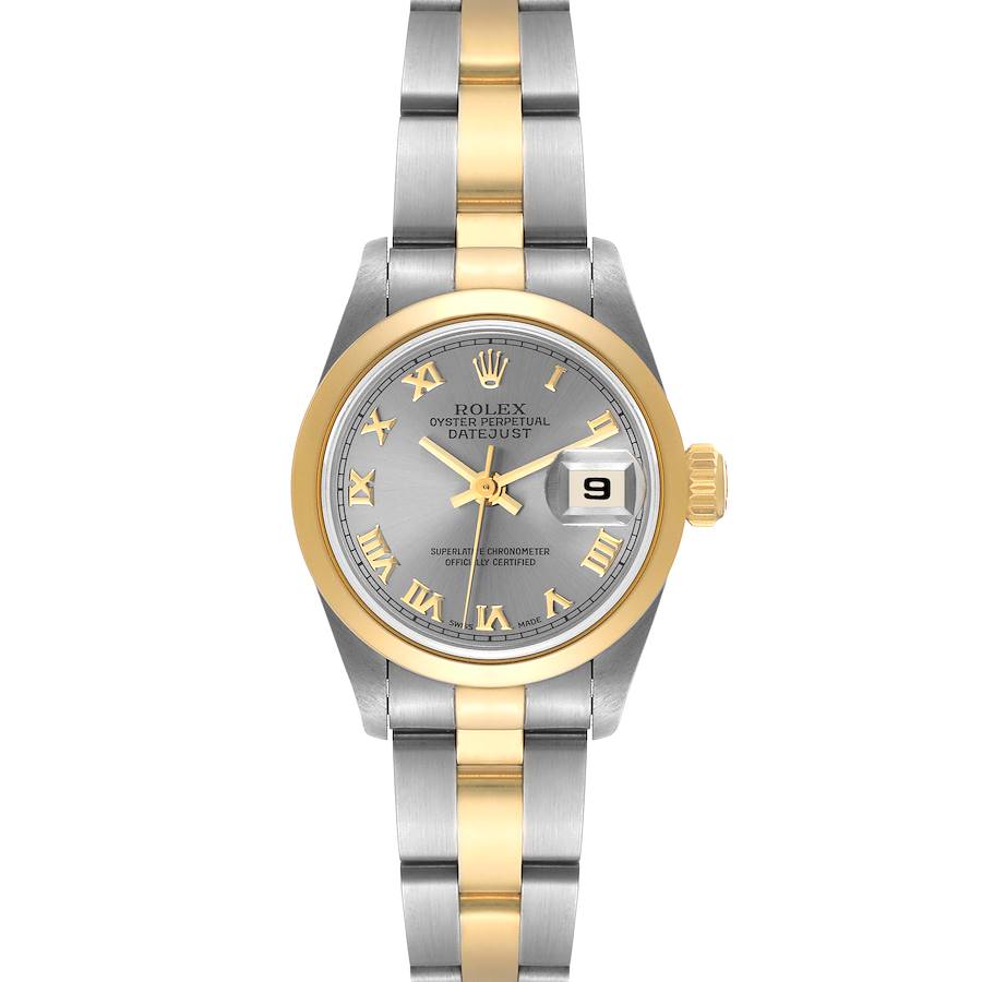 Rolex Datejust Steel Yellow Gold Slate Roman Dial Ladies Watch 69163 Box Papers SwissWatchExpo