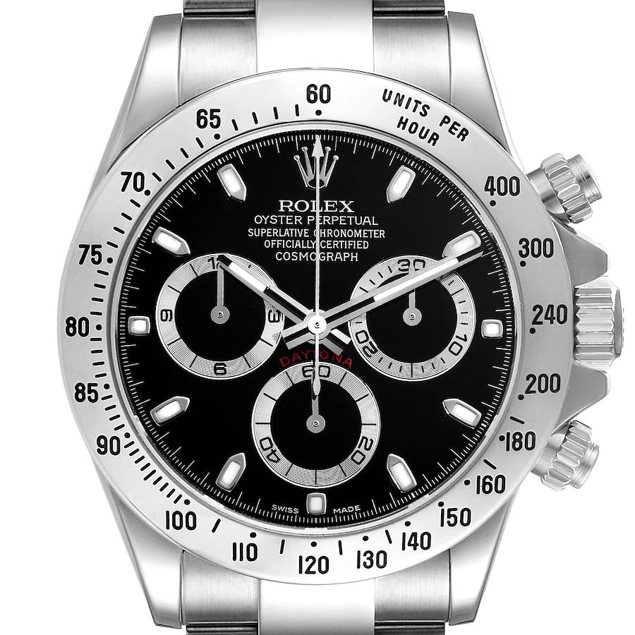 Rolex Daytona Black Dial Chronograph Steel Mens Watch 116520 Box Card SwissWatchExpo