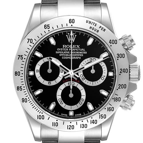 Photo of Rolex Daytona Black Dial Chronograph Steel Mens Watch 116520 Box Card