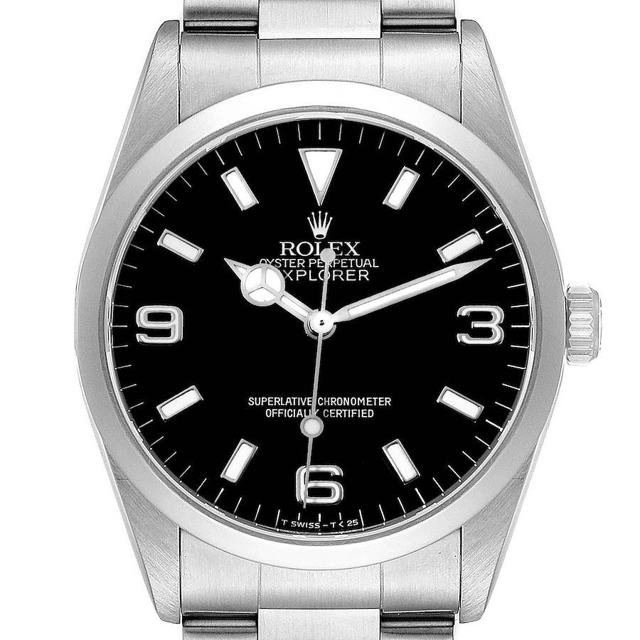 Rolex Explorer I Black Dial Stainless Steel Mens Watch 14270 Box Papers SwissWatchExpo