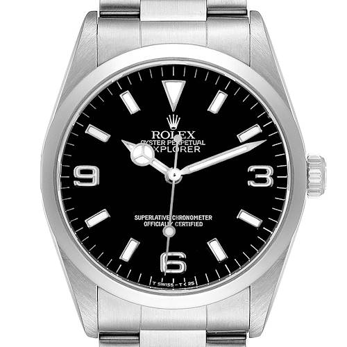 Photo of Rolex Explorer I Black Dial Stainless Steel Mens Watch 14270 Papers