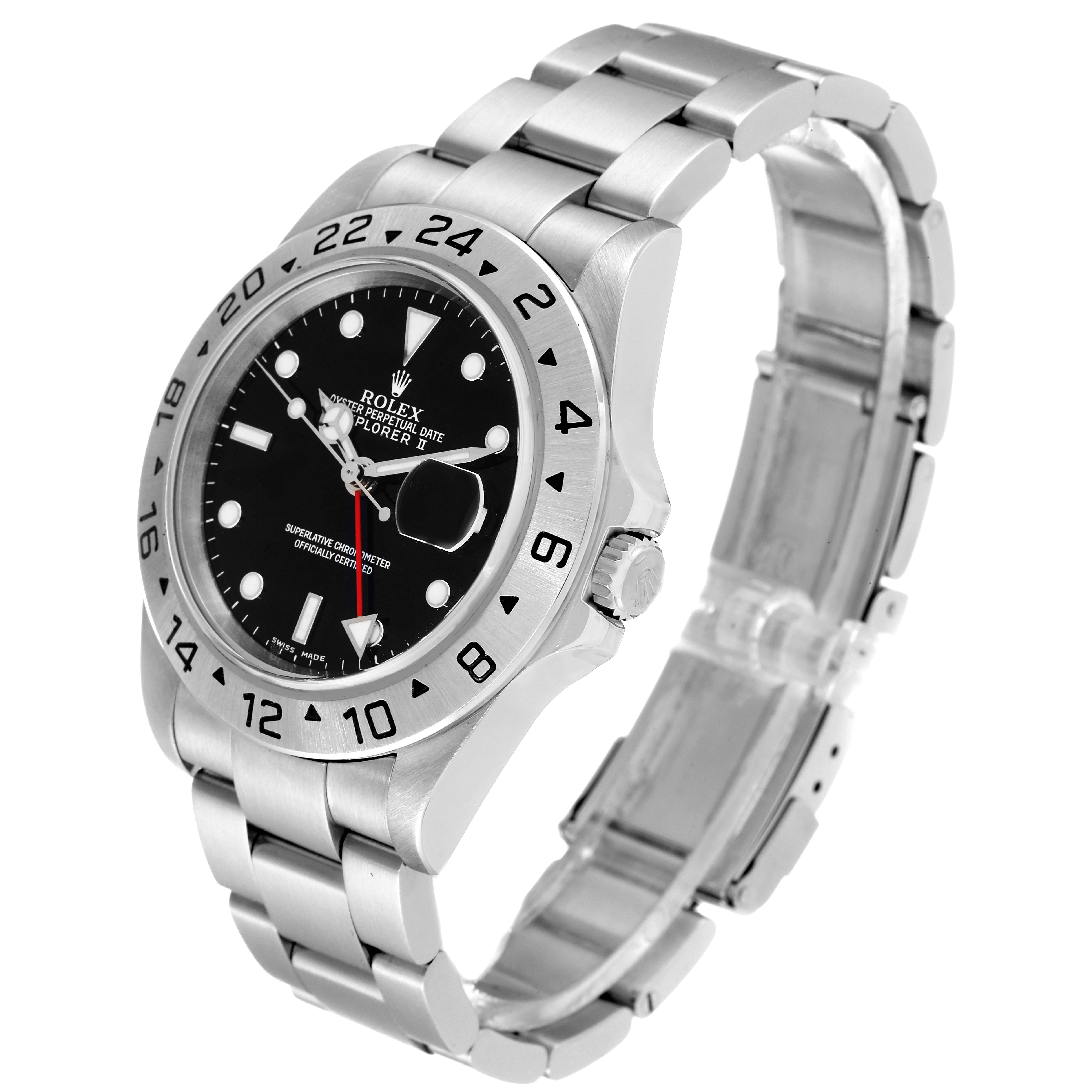 The image shows a side angle of a Rolex Explorer 16570 Men's Stainless Steel Black Dial 16570 Men's Stainless Steel Black Dial watch, displaying the face, bezel, crown, and bracelet.