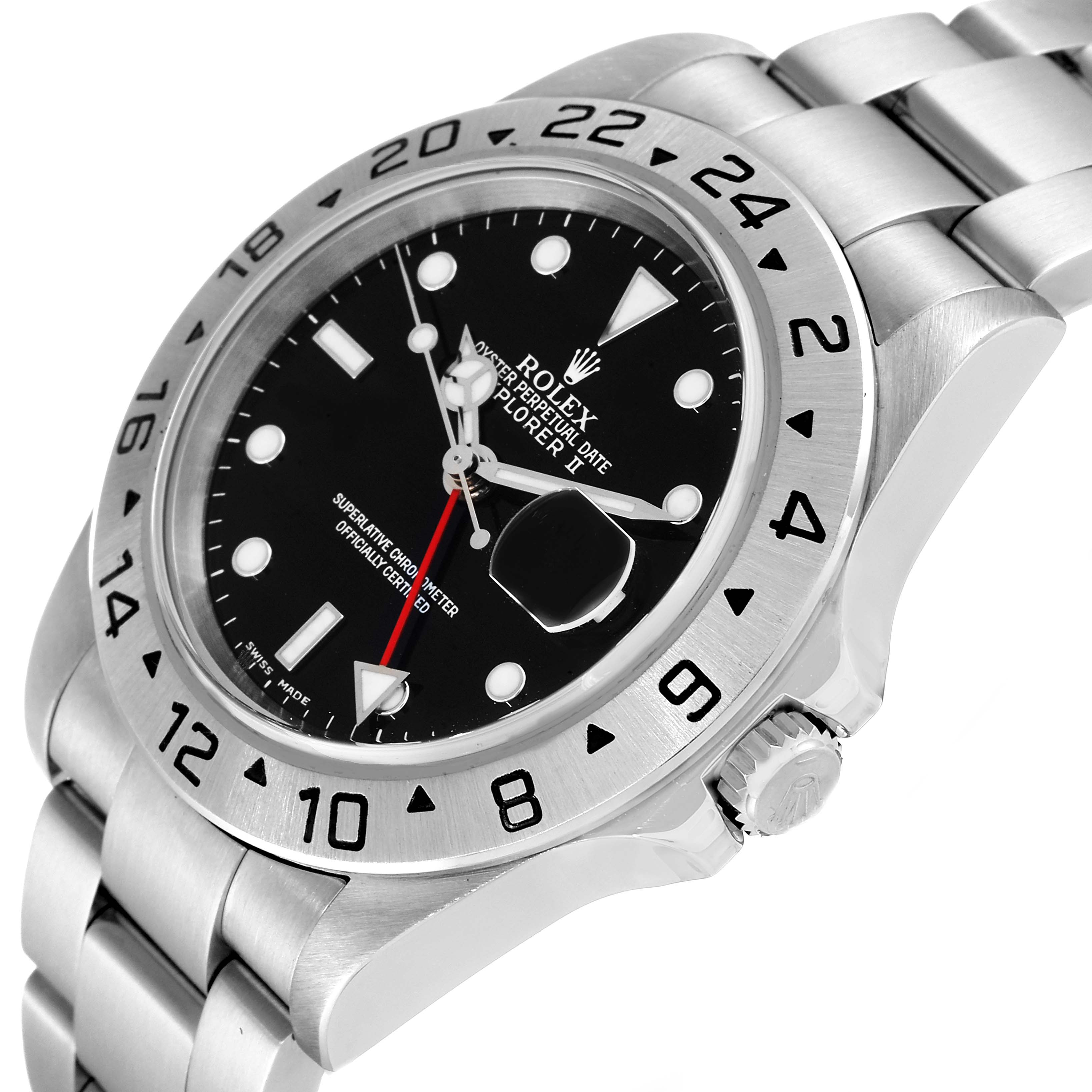 The image shows a side angle view of a Rolex Explorer 16570 Men's Stainless Steel Black Dial 16570 Men's Stainless Steel Black Dial watch, highlighting the dial, bezel, and bracelet.
