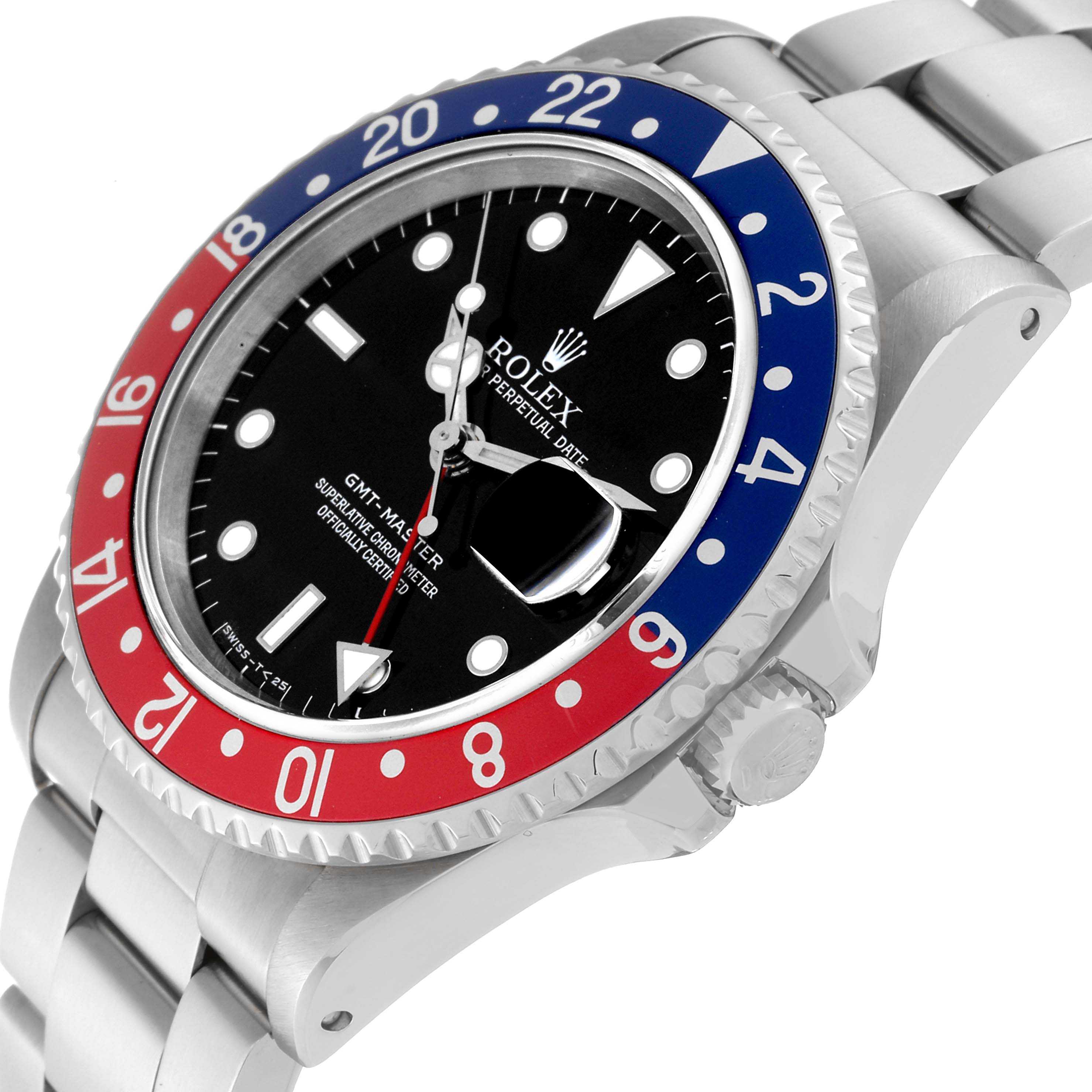 The image shows a Rolex GMT-Master 16700 Men's Stainless Steel Black Dial 16700 Men's Stainless Steel Black Dial watch at a slight angle, highlighting the bezel, dial, and part of the bracelet.