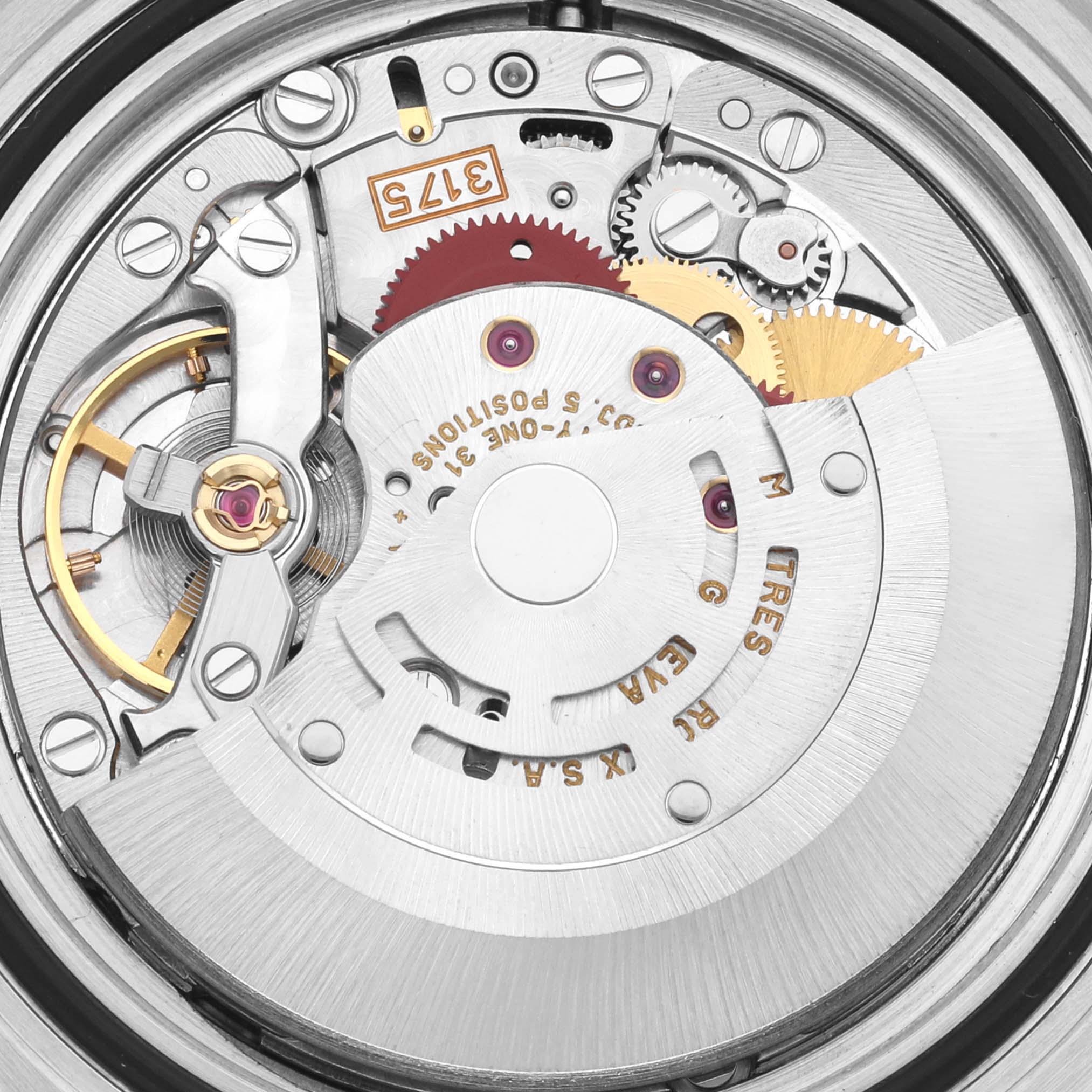 This image shows a close-up view of the movement and internal components of a Rolex GMT-Master 16700 Men's Stainless Steel Black Dial 16700 Men's Stainless Steel Black Dial watch.