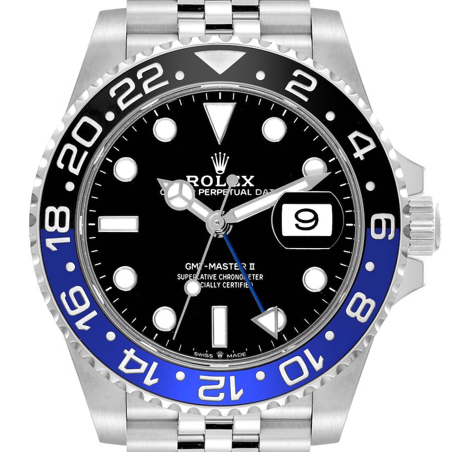 Rolex GMT Master II Batgirl Black Blue Bezel Steel Mens Watch 126710 SwissWatchExpo