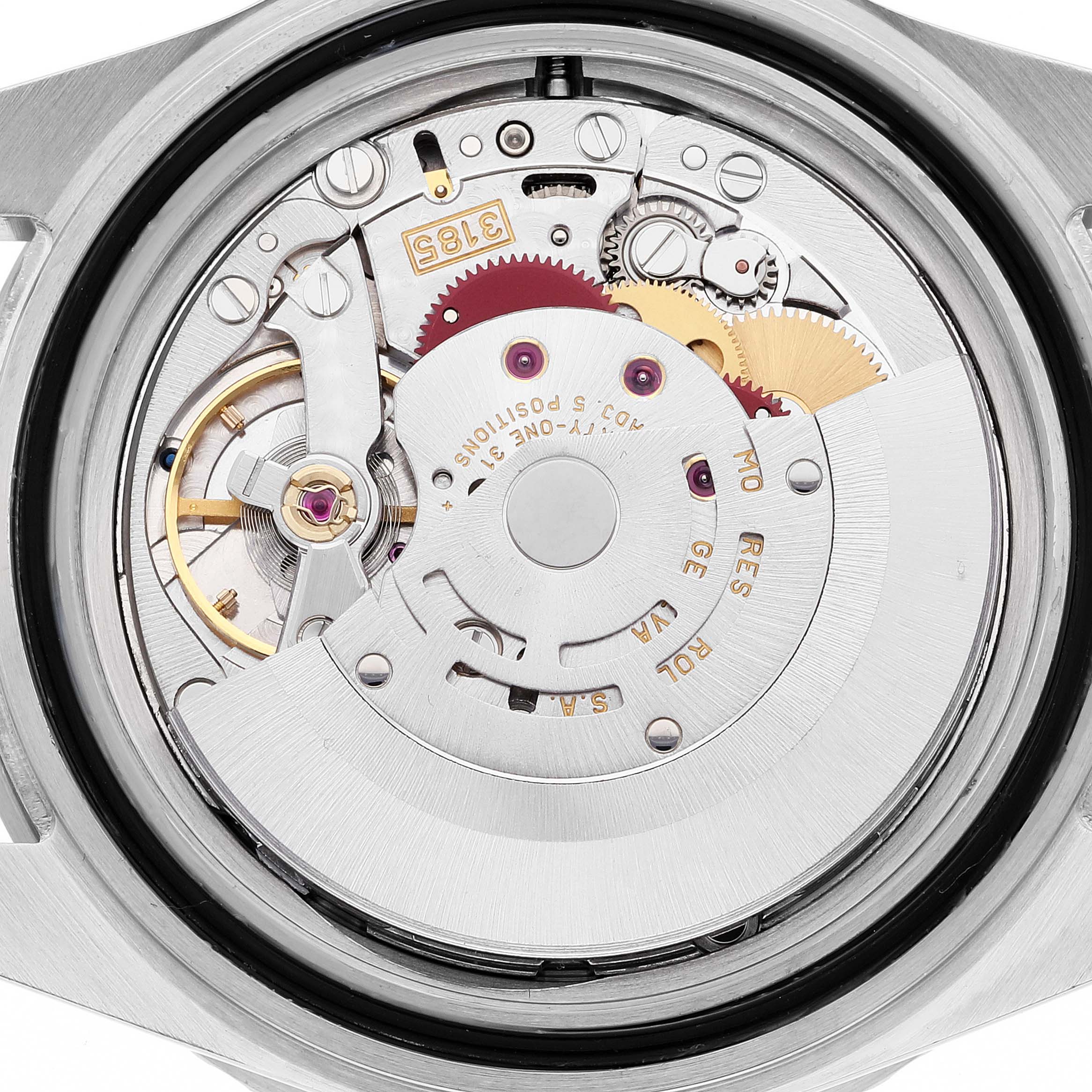 This image shows the internal movement mechanism of a Rolex GMT-Master 16710 Men's Stainless Steel Black Dial 16710 Men's Stainless Steel Black Dial watch, viewed from the back.