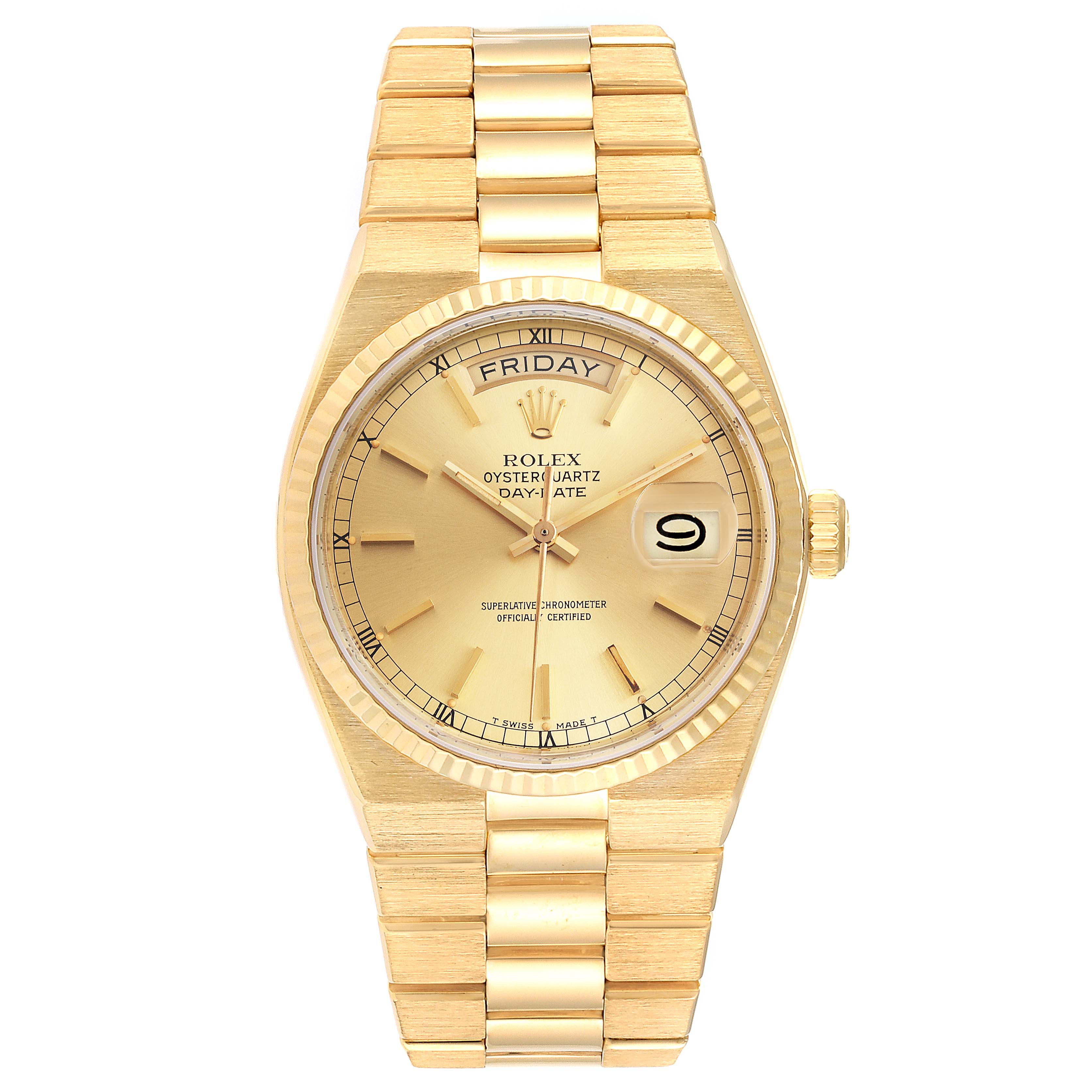 Rolex Oysterquartz President Day-Date Yellow Gold Mens Watch 19018 ...