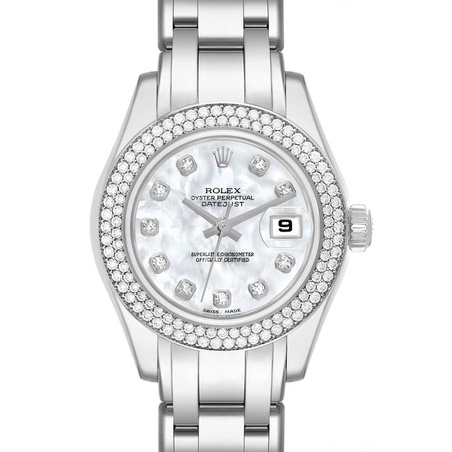 Rolex Pearlmaster White Gold Mother of Pearl Diamond Dial Ladies Watch 80339 SwissWatchExpo
