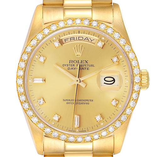 Photo of Rolex President Day Date 36mm Yellow Gold Diamond Mens Watch 18348