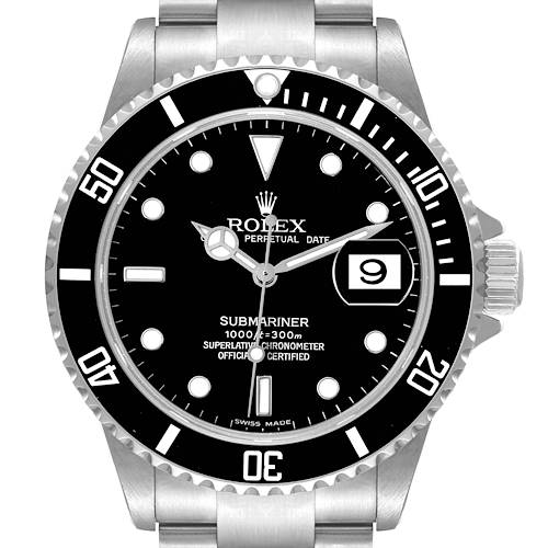 Photo of Rolex Submariner Black Dial Steel Mens Watch 16610 Box Papers