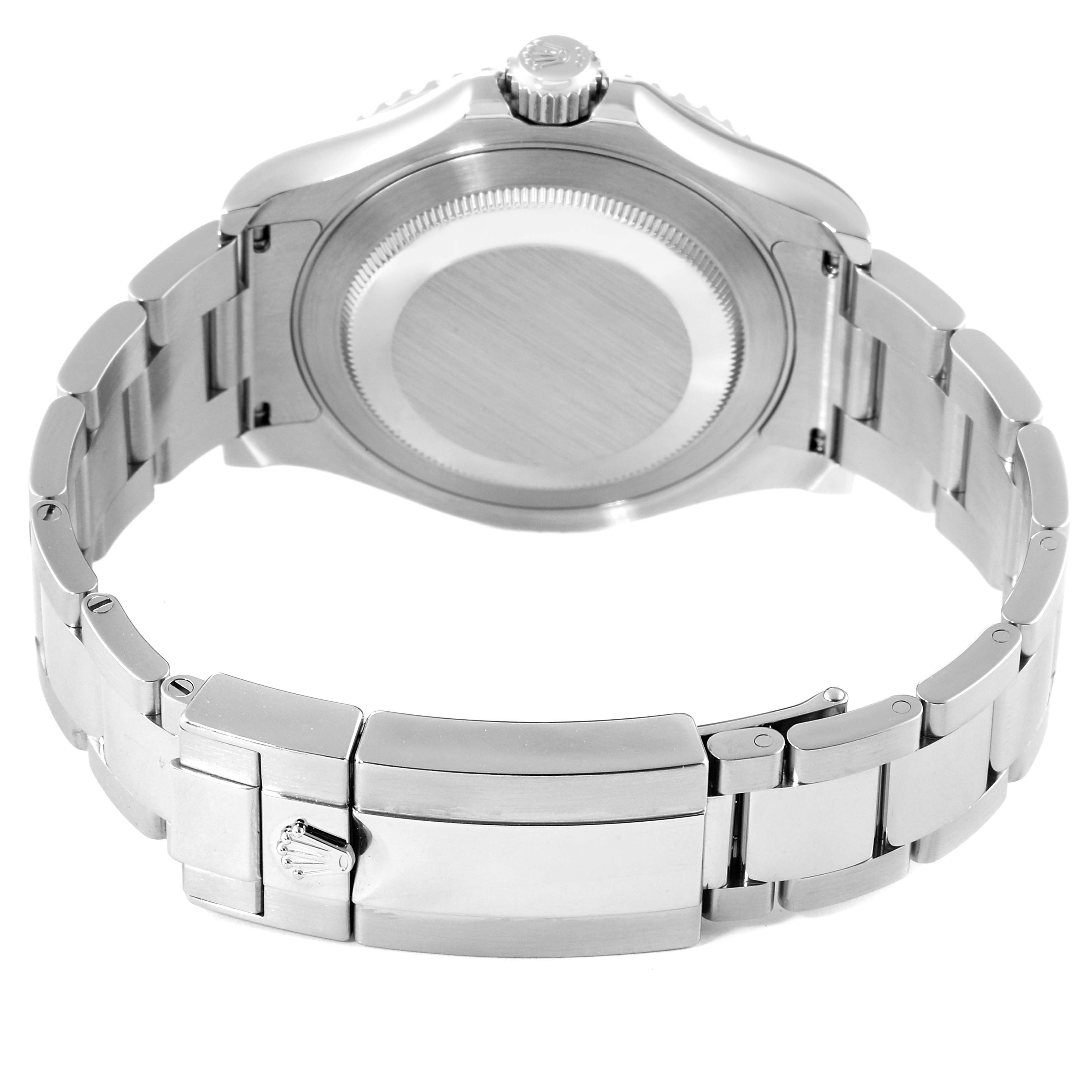 The image shows the back case and bracelet of a Rolex Yacht-Master 116622 Men's Stainless Steel Silver Dial 116622 Men's Stainless Steel Silver Dial watch from a rear angle.